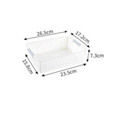 Shallow Plastic Storage Basket, Small Size, 10.43x6.77x2.87in, White, A5 Size Desk Organizer For Books & Cosmetics, Compact Home Gift