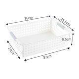 Shallow Plastic Storage Basket, Large Size, 13.78x10.24x3.35in, White, A4 Document & Snack Storage Bin, Versatile Household Gift