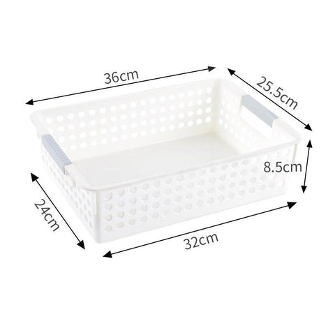 Shallow Plastic Storage Basket, Large Size, 13.78x10.24x3.35in, White, A4 Document & Snack Storage Bin, Versatile Household Gift