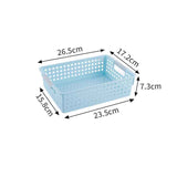 Shallow Plastic Storage Basket, Small Size, 10.43x6.77x2.87in, Blue, A5 Book & Cosmetic Organizer Container, Convenient Home Gift