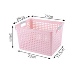 Tall Plastic Storage Basket, Small Size, 10.63x7.09x5.51in, Pink, Deep Storage Bin For Bathroom & Pantry, Sweet Home Organizing Gift