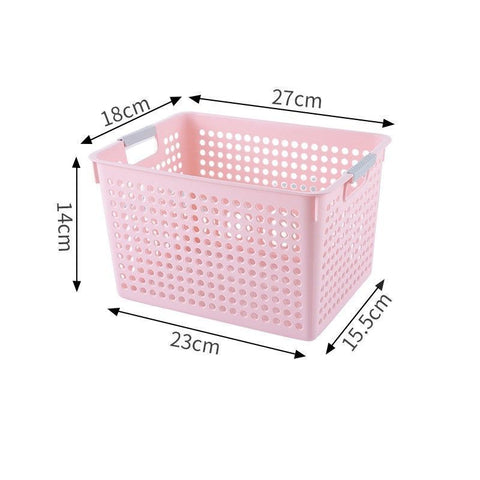 Tall Plastic Storage Basket, Small Size, 10.63x7.09x5.51in, Pink, Deep Storage Bin For Bathroom & Pantry, Sweet Home Organizing Gift