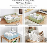 Tall Plastic Storage Basket, Small Size, 10.63x7.09x5.51in, Pink, Deep Storage Bin For Bathroom & Pantry, Sweet Home Organizing Gift