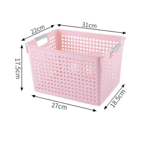 Tall Plastic Storage Basket, Medium Size, 12.20x8.66x6.89in, Pink, Deep Organizer For Kitchen Supplies, Lovely Housewarming Gift