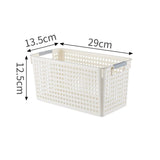 Narrow Plastic Storage Basket, Small Size, 11.42x5.31x4.92in, White, Slim Organizer Bin For Cabinet & Fridge, Compact Household Gift