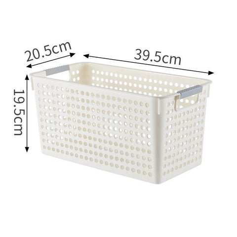 Narrow Plastic Storage Basket, Large Size, 15.75x8.07x7.68in, White, Wide Capacity Narrow Storage Basket, Ideal Pantry Organizing Gift