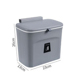 Wall Mount Hanging Garbage Bin With Cover, Hang On Cabinet Door, 7L, Sky Grey, Household Waste Container For Washroom, Nice Home Organizer Gift