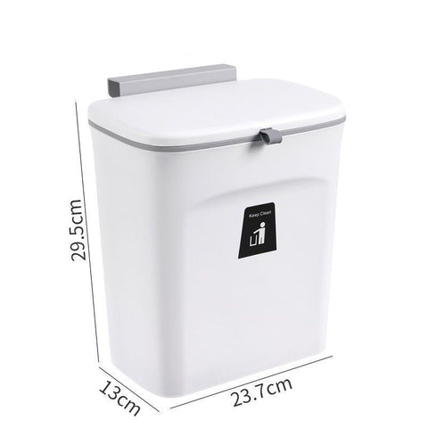 Cabinet Door Hanging Trash Can With Lid, Hook Mount Waste Bin, 9L, Swan White, Creative Garbage Bucket For Toilet And Pantry, Elegant Home Decor Gift