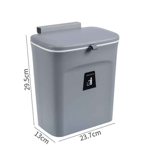Wall Hanging Waste Bin With Lid, Hang On Cabinet Door, 9L, Starry Grey, Household Trash Container For Living Room, Great Kitchen Accessory Gift In Australia - Darrahopens