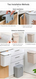 Cabinet Door Hook Trash Can With Handle, Wall Hanging Garbage Bin, 9L, Grey, Household Waste Container For Kitchen & Bathroom, Stylish Home Gift