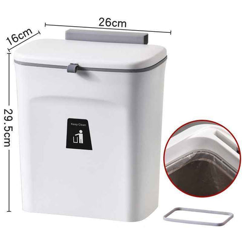 Cabinet Door Hanging Trash Can With Press Rim, 9L, Swan White, Space Saving Hanging Waste Bucket For Kitchen & Bathroom, Premium Home Gift In Australia - Darrahopens