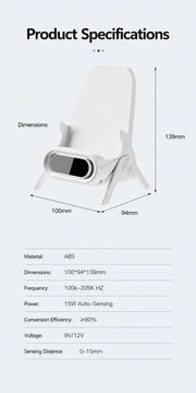 Vertical Chair Shaped Phone Holder, Magnetic Wireless Charger, Lazy Mobile Stand For Video Watching, White, Great Bedroom & Desk Accessory Gift