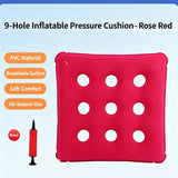 Flocked Inflatable Pressure Relief Seat Pad, 9 Hole Square Anti-Bedsore Cushion For Buttocks & Hips, Magenta, Comfort Soft Surface In Australia - Darrahopens