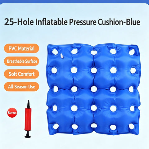 Inflatable 25 Hole Square Pressure Relief Cushion, Anti-Bedsore PVC Seat Pad For Hips, Buttocks And Coccyx, Blue, Even Pressure Distribution In Australia - Darrahopens