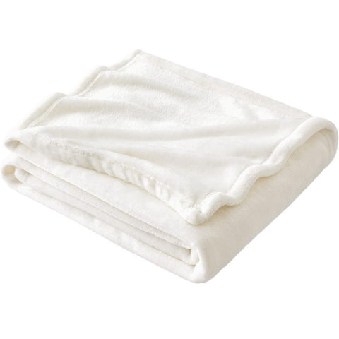 Premium Flannel Fleece Throw Rug, Fluffy Warm Cozy Blanket For Bed, Sofa And Daily Snuggling, White, 150X200cm, Size L, Durable Household Textile
