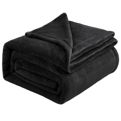 Snuggly Flannel Fleece Blanket, Soft Warm Lightweight Plush Throw For Lounge & Bedroom, Black, 120X200cm, Size M, Comfortable All Season Cover In Australia - Darrahopens