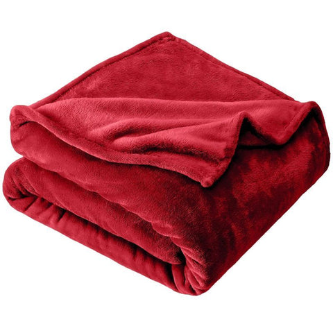Luxuriously Soft Flannel Fleece Throw Blanket, Thick Warm Plush Rug For Bedroom & Sofa, Red, 200X230cm, Size XXL, Large Size Family Cover
