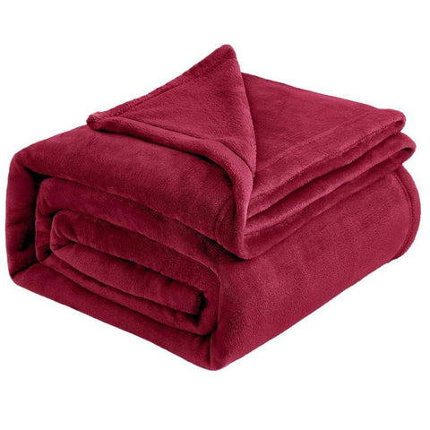 Snuggly Flannel Fleece Blanket, Soft Warm Lightweight Plush Throw For Lounge & Bedroom, Wine Red, 120X200cm, Size M, Comfortable All Season Cover In Australia - Darrahopens