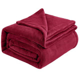 Luxuriously Soft Flannel Fleece Throw Blanket, Thick Warm Plush Rug For Bedroom & Sofa, Wine Red, 200X230cm, Size XXL, Large Size Family Cover In Australia - Darrahopens