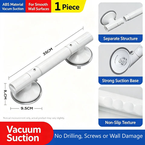 Suction Cup Bathroom Safety Handle, Removable Anti-Slip Grab Rail For Shower & Toilet, White, Easy Install Portable Balance Support Bar In Australia - Darrahopens