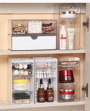 4 Tier Slanted Grid Acrylic Storage Rack, Clear Cosmetic Display Holder For Makeup Brushes & Skincare Items