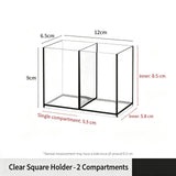 Clear Square Makeup Holder, 2 Compartments Acrylic Storage Tube For Lipstick & Cosmetic Tools In Australia - Darrahopens