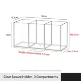 Clear Square Makeup Holder, 3 Compartments Acrylic Storage Tube For Lipstick & Cosmetic Tools In Australia - Darrahopens