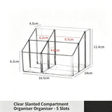 Clear Slant Opening Cosmetic Tube, 5 Compartment Acrylic Storage Holder For Makeup Accessories