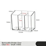 Adjustable Divider Clear Storage Box, 3 Small Compartments, Acrylic Cosmetic Organiser For Vanity