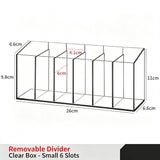 Adjustable Divider Clear Storage Box, 6 Large Compartments, Acrylic Cosmetic Organiser For Vanity In Australia - Darrahopens