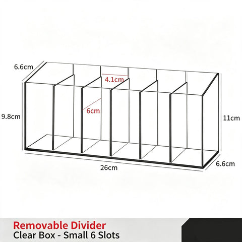 Adjustable Divider Clear Storage Box, 6 Large Compartments, Acrylic Cosmetic Organiser For Vanity In Australia - Darrahopens