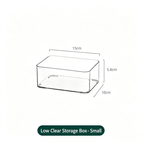 Low Profile Clear Storage Box, Small Size Acrylic Cosmetic Tray For Mirror Cabinet