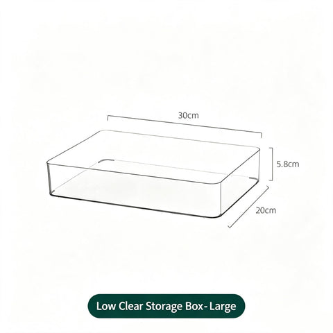 Low Profile Clear Storage Box, Large Size Spacious Acrylic Vanity Organiser