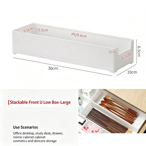 White Low U-Shaped Storage Box, Large Size Acrylic Cosmetic Tray For Vanity In Australia - Darrahopens