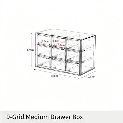 Clear 9 Grid Cosmetic Storage Box, Medium Size Acrylic Vanity Organiser