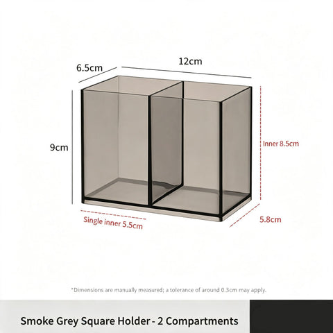 Grey Square Storage Tube, 2 Compartments Acrylic Cosmetic Holder In Australia - Darrahopens