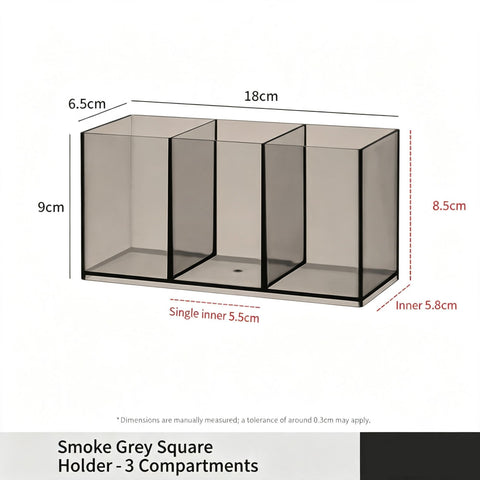 Grey Square Storage Tube, 3 Compartments Acrylic Cosmetic Holder In Australia - Darrahopens