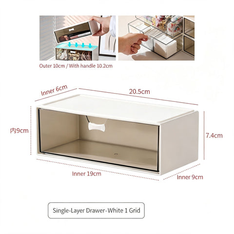 White Single Grid Single Layer Drawer Organiser, Acrylic Cosmetic Storage Tray In Australia - Darrahopens