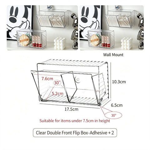 Clear Dual Compartment Front Flip Storage Box, Acrylic Cosmetic Organiser In Australia - Darrahopens