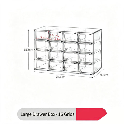 Clear 16 Grid Large Cosmetic Storage Box, Multi-Grid Acrylic Vanity Organiser In Australia - Darrahopens