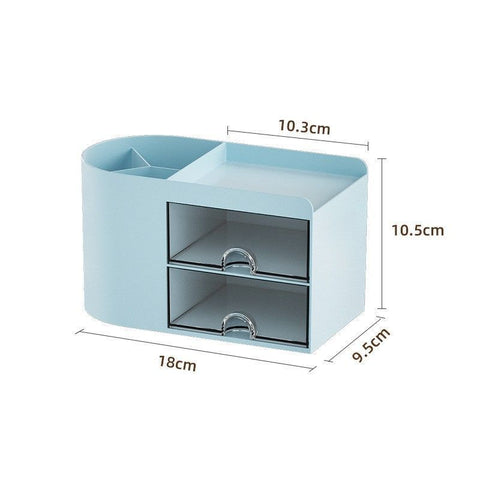 Blue Semicircle Desktop Stationery Caddy, Thickened Non-Toxic Storage Organiser, Fresh Looking Rack For Bright Office Environment In Australia - Darrahopens