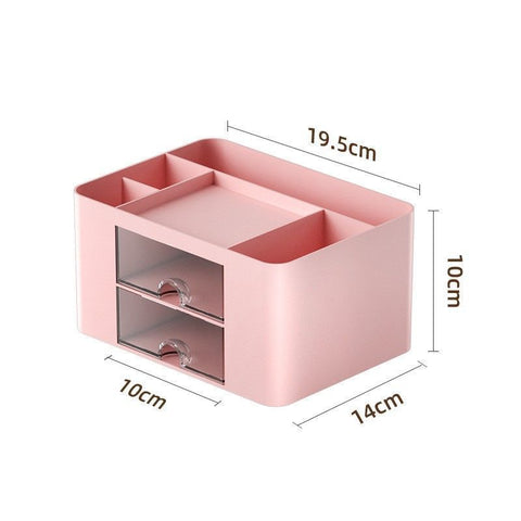 Pink Multi Grid Desktop Storage Box, Non-Toxic Thickened Desk Organiser, Sweet Table Decor For Warm Home Office Layout