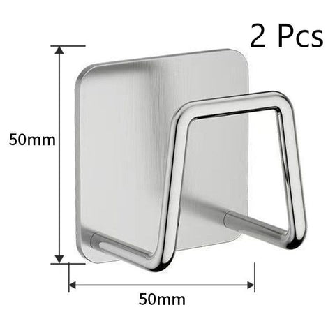 No Drill Wall Mount Bathroom Storage Hook, Household Sponge Holder, Silver 50mm 2 Pack, Space Saving Set For Small Family Washrooms In Australia - Darrahopens