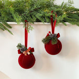 Simple Flocked Christmas Bauble Pendant, Festive Indoor Christmas Arrangement Decor