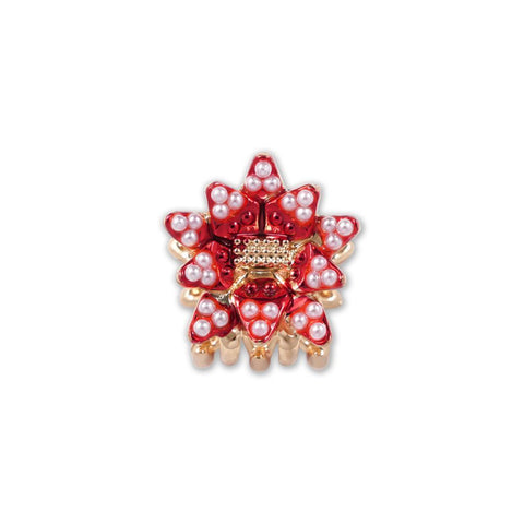 Christmas Alloy Shark Hair Claw, European Style Red Pearl Flower Hair Grab, Festival Dress Up Decor In Australia - Darrahopens