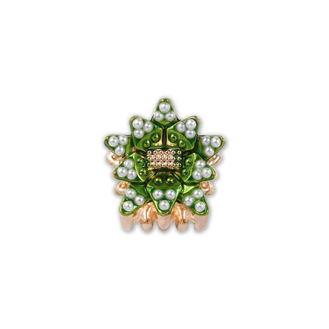 European Style Metal Hair Claw, Green Pearl Flower Alloy Shark Clip, Christmas Fashion Hair Decor In Australia - Darrahopens