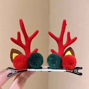 Fluffy Antler Hair Barrette, Red & Green Pom Pom Red Horn, Christmas Halloween Themed Party Hair Ornament In Australia - Darrahopens