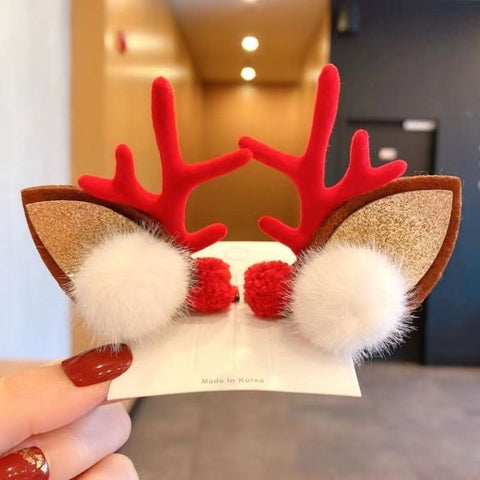 Cute Antler Hair Clip, Red & White Pom Pom Red Horn, Christmas Halloween Party & Photography Head Decor In Australia - Darrahopens
