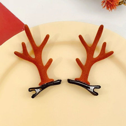 Pair Of Brown Antler Hair Clips, Festival Hair Accessory Suitable For Christmas & Halloween Dress Up In Australia - Darrahopens