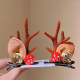 Brown Antler Hair Clips With Bells, One Pair Ornament For Halloween Cosplay And Christmas Party
